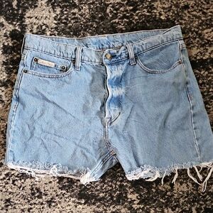 Calvin Klein Light Blue Frayed Denim Shorts
